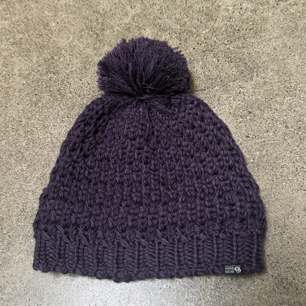NWOT Purple Knit Pom-Pom Beanie